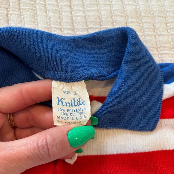 Knitite Vintage 80's Boys Wide Striped Short Sleeve Polo Shirt Size 2 Made U.S.A - Picture 6 of 9